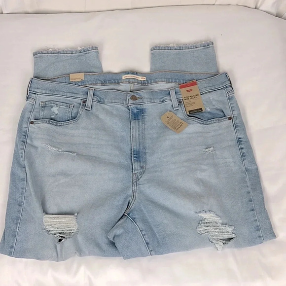 Levi’s NEW Women’s 22W Stretchy High Waisted Mom Distressed Tapered Leg Jean - Picture 2 of 12